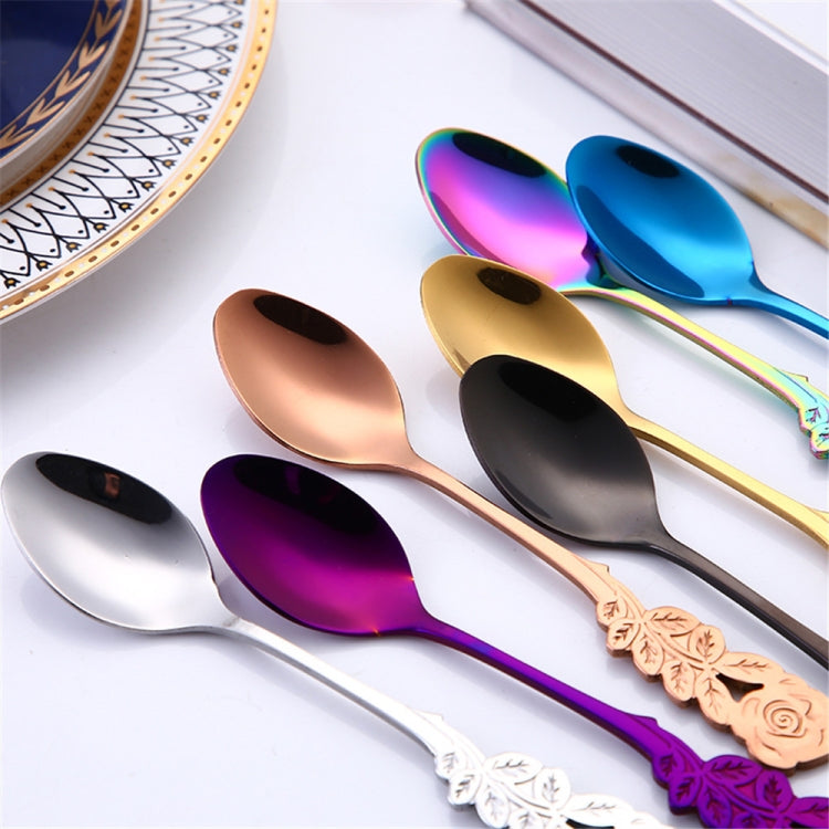 Small Mini Stainless Steel Rose Flower Coffee Spoon Strring Spoon Teaspoon Tea Spoon Dessert Spoon Long Handle Tableware – Durable Build, Easy to Use