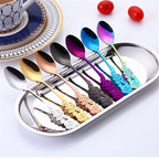 Small Mini Stainless Steel Rose Flower Coffee Spoon Strring Spoon Teaspoon Tea Spoon Dessert Spoon Long Handle Tableware – Durable Build, Easy to Use
