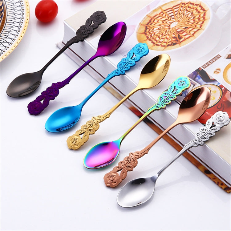 Small Mini Stainless Steel Rose Flower Coffee Spoon Strring Spoon Teaspoon Tea Spoon Dessert Spoon Long Handle Tableware – Durable Build, Easy to Use