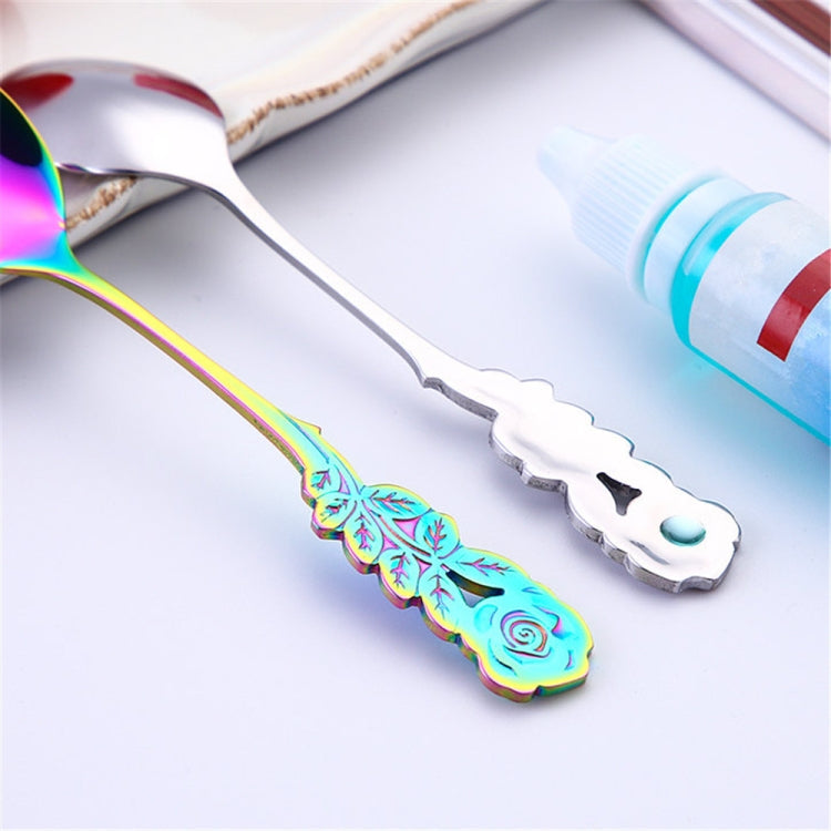 Small Mini Stainless Steel Rose Flower Coffee Spoon Strring Spoon Teaspoon Tea Spoon Dessert Spoon Long Handle Tableware – Durable Build, Easy to Use