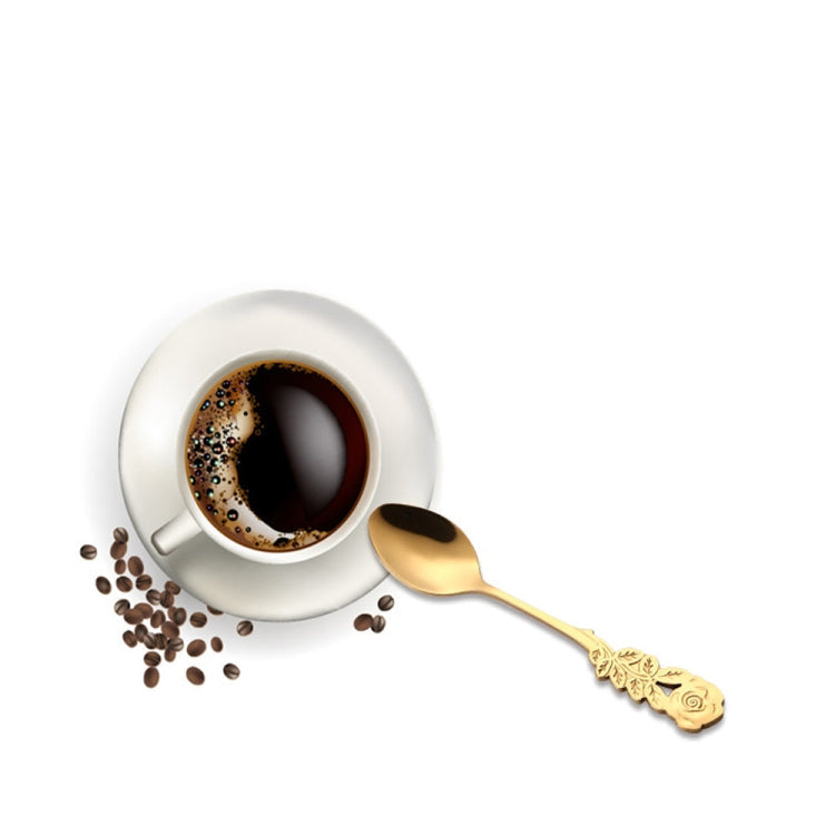 Small Mini Stainless Steel Rose Flower Coffee Spoon Strring Spoon Teaspoon Tea Spoon Dessert Spoon Long Handle Tableware – Durable Build, Easy to Use