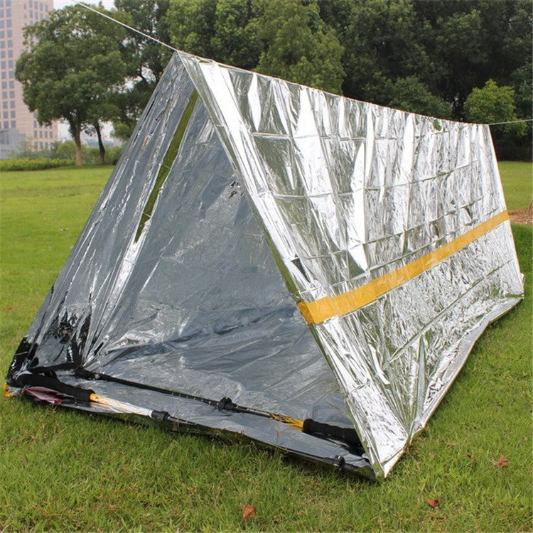 Emergency Simple Tent Outdoor Rescue Blanket First Aid Sunscreen Insulation Blanket, Silver, Orange – Waterproof Silver
