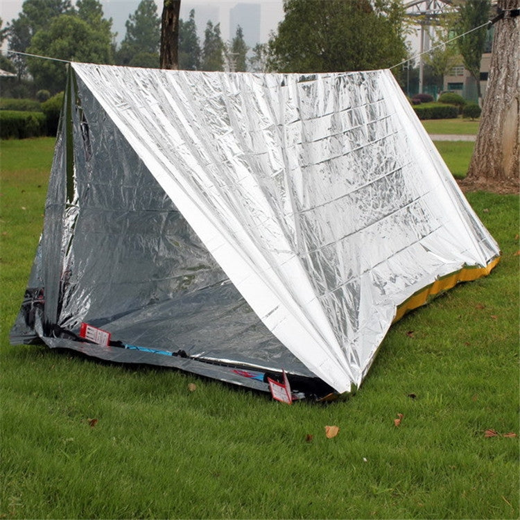 Emergency Simple Tent Outdoor Rescue Blanket First Aid Sunscreen Insulation Blanket, Silver, Orange – Waterproof