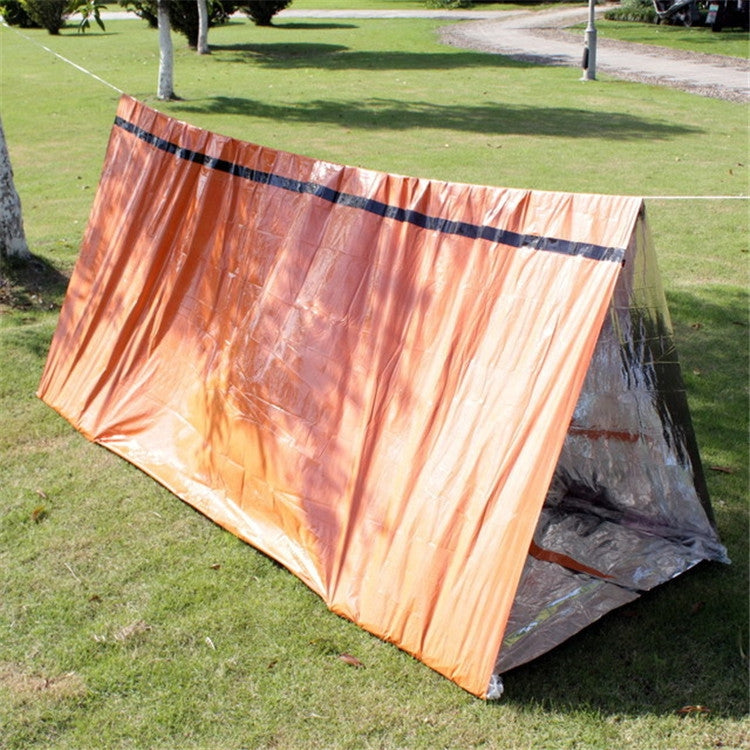 Emergency Simple Tent Outdoor Rescue Blanket First Aid Sunscreen Insulation Blanket, Silver, Orange – Waterproof Orange