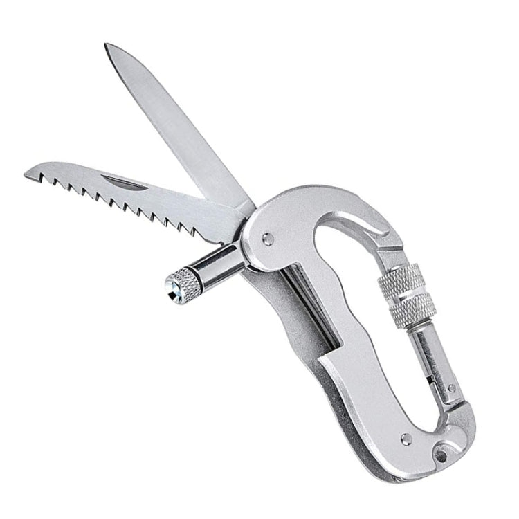 Multifunctional Folding Security Self Defense Folding Saw Carabiner Hanging Buckle Wild Survival Equipment, D Type + LED D Type + LED