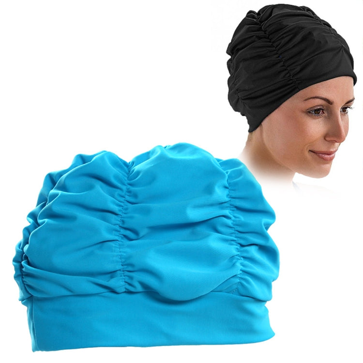 Women Earmuffs Pleated Cloth Swimming Cap, Women Swimming Cap (Lake Blue), Women Swimming Cap (Purple), Women Swimming Cap (Rose) Women Swimming Cap (Lake Blue) Lake Blue