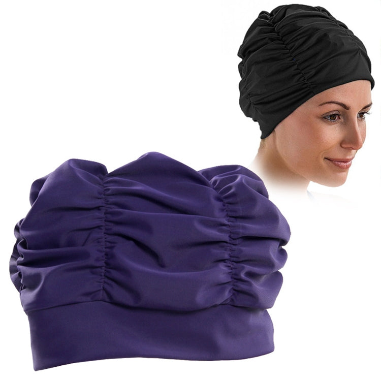 Women Earmuffs Pleated Cloth Swimming Cap, Women Swimming Cap (Lake Blue), Women Swimming Cap (Purple), Women Swimming Cap (Rose) – Durable Build, Easy to Use Women Swimming Cap (Purple) Purple