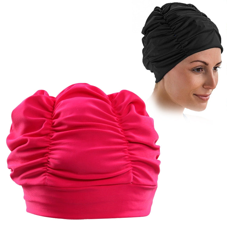 Women Earmuffs Pleated Cloth Swimming Cap, Women Swimming Cap (Lake Blue), Women Swimming Cap (Purple), Women Swimming Cap (Rose) – Durable Build, Easy to Use Women Swimming Cap (Rose) Rose