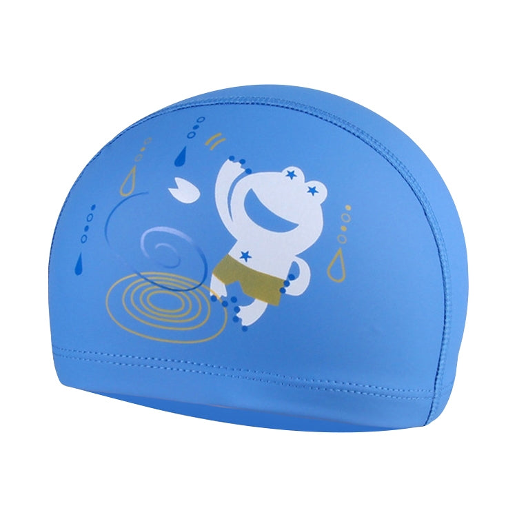 Children Waterproof Hair Care PU Coated Cute Frog Pattern Swimming Cap, Frog (Blue), Frog (Pink), Frog (Orange), Frog (Lack Blue) Frog (Blue) Blue