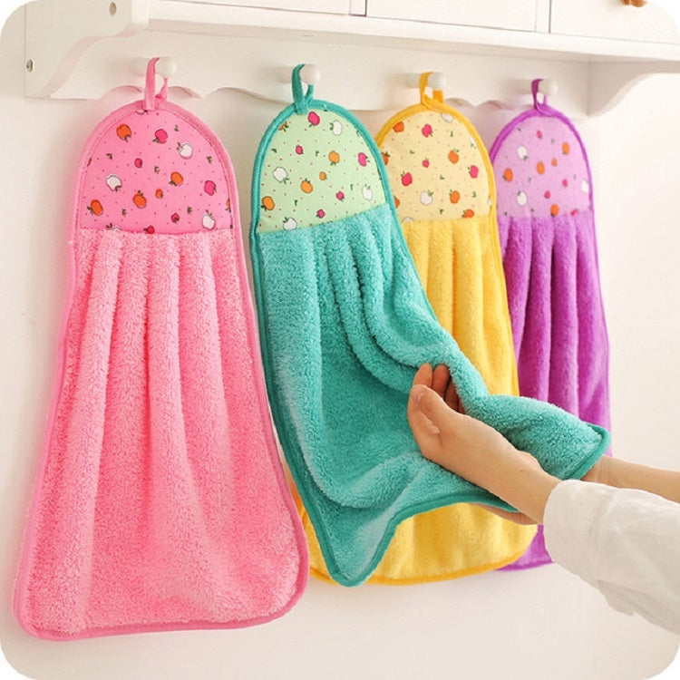 5 PCS Fruit Pattern Bathroom Kitchen Hanging Coral Fleece Absorbent Cloth Towels Random Color Delivery, Fruit Pattern Towels Fruit Pattern Towels
