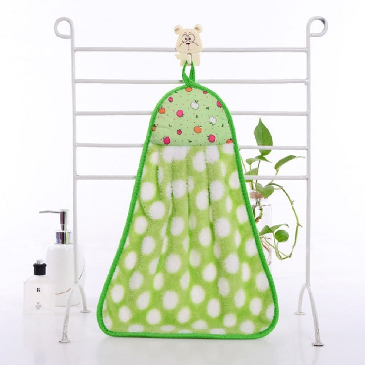 5 PCS Fruit Pattern Bathroom Kitchen Hanging Coral Fleece Absorbent Cloth Towels Random Color Delivery, Fruit Pattern Towels