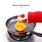 Silicone Egg Cooker Egg Bracket Kitchen Tools Pancake Cookware Bakeware Steam Eggs Plate Tray, Red, 4 pieces of steamed egg – Durable Build, Easy to Use