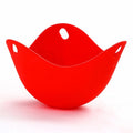 Silicone Egg Cooker Egg Bracket Kitchen Tools Pancake Cookware Bakeware Steam Eggs Plate Tray, Red, 4 pieces of steamed egg – Durable Build, Easy to Use Red