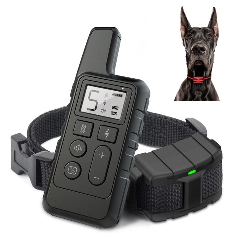 500m Dog Training Bark Stopper Remote Control Electric Shock Waterproof Electronic Collar Black
