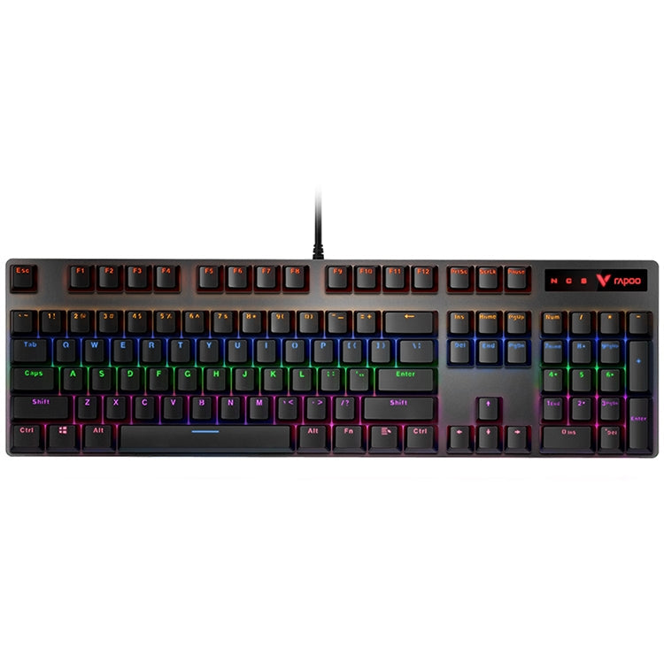 Rapoo V500 PRO Mixed Light 104 Keys Desktop Laptop Computer Game Esports Office Home Typing Wired Mechanical Keyboard, Black Shaft, Green Shaft, Tea Shaft, Red Shaft – Aluminum Alloy