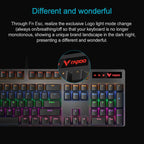 Rapoo V500 PRO Mixed Light 104 Keys Desktop Laptop Computer Game Esports Office Home Typing Wired Mechanical Keyboard, Black Shaft, Green Shaft, Tea Shaft, Red Shaft – Aluminum Alloy