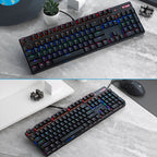 Rapoo V500 PRO Mixed Light 104 Keys Desktop Laptop Computer Game Esports Office Home Typing Wired Mechanical Keyboard, Black Shaft, Green Shaft, Tea Shaft, Red Shaft – Aluminum Alloy