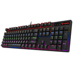 Rapoo V500 PRO Mixed Light 104 Keys Desktop Laptop Computer Game Esports Office Home Typing Wired Mechanical Keyboard, Black Shaft, Green Shaft, Tea Shaft, Red Shaft – Aluminum Alloy