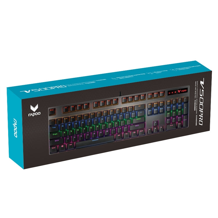 Rapoo V500 PRO Mixed Light 104 Keys Desktop Laptop Computer Game Esports Office Home Typing Wired Mechanical Keyboard, Black Shaft, Green Shaft, Tea Shaft, Red Shaft – Aluminum Alloy