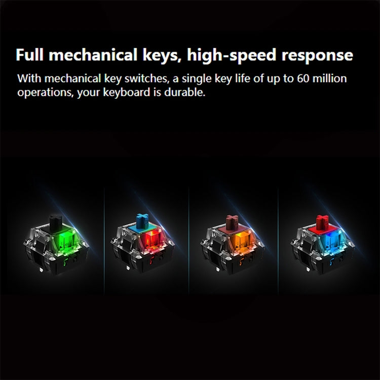 Rapoo V500 PRO Mixed Light 104 Keys Desktop Laptop Computer Game Esports Office Home Typing Wired Mechanical Keyboard, Black Shaft, Green Shaft, Tea Shaft, Red Shaft – Aluminum Alloy
