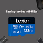 Lexar 633x 128GB High-speed Driving Recorder Dedicated TF Card Mobile Phone Memory Card, 128GB – Shockproof, Waterproof