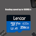 Lexar 633x 256GB High-speed Mobile Phone Camera Memory TF Card Switch Expansion Driving Recorder Dedicated Storage Flash Memory Card, 256GB – Shockproof, Waterproof