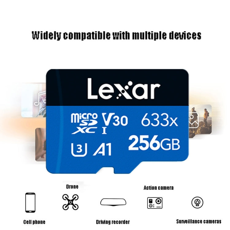 Lexar 633x 256GB High-speed Mobile Phone Camera Memory TF Card Switch Expansion Driving Recorder Dedicated Storage Flash Memory Card, 256GB – Shockproof, Waterproof