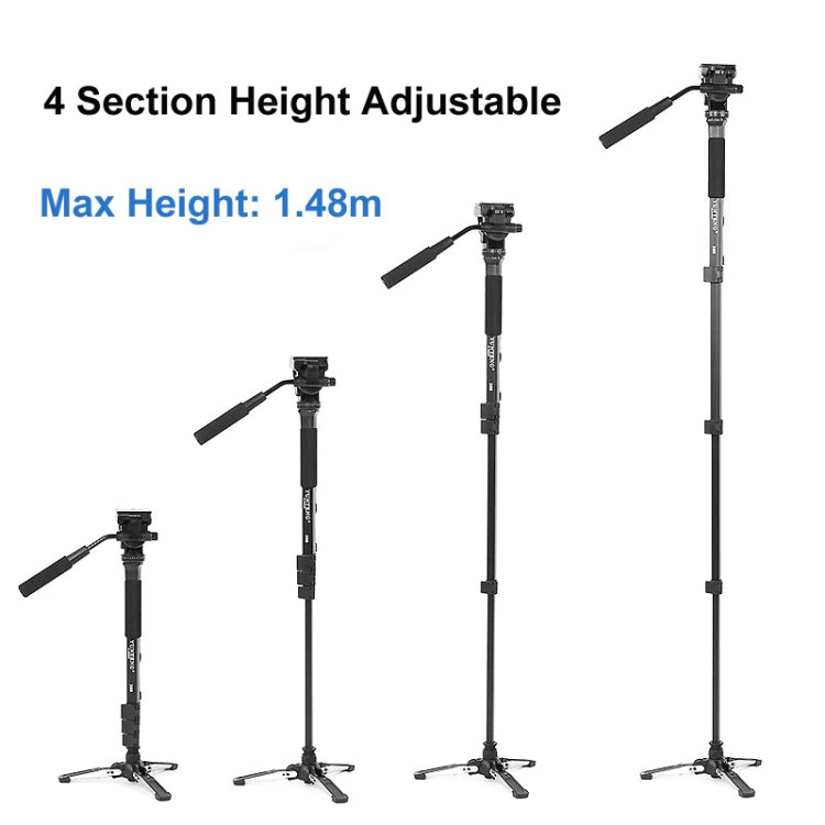 YUNTENG VCT-288RM SLR Camera Monopod Camera Support Foot Hydraulic Head Professional Photography Stand, Max Height: 1.48m, VCT-288RM