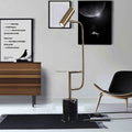 Minimalist Marble with Small Table Floor Lamp Black White Base
