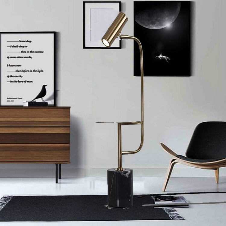 Minimalist Marble with Small Table Floor Lamp Black White Base