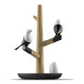 Lucky Bird LED Night Table Lamp Wood Base Intelligent Motion Sensor Living Room Bedroom Desk Light, 2 Birds 1 Egg, 2 Birds 2 Eggs 2 Birds 1 Egg