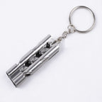 Outdoor High-decibel Stainless Steel Self-protection Double Tube Survival Whistle with Key Ring, Whistle (Silver), Whistle (titanium) Whistle (Silver) Silver