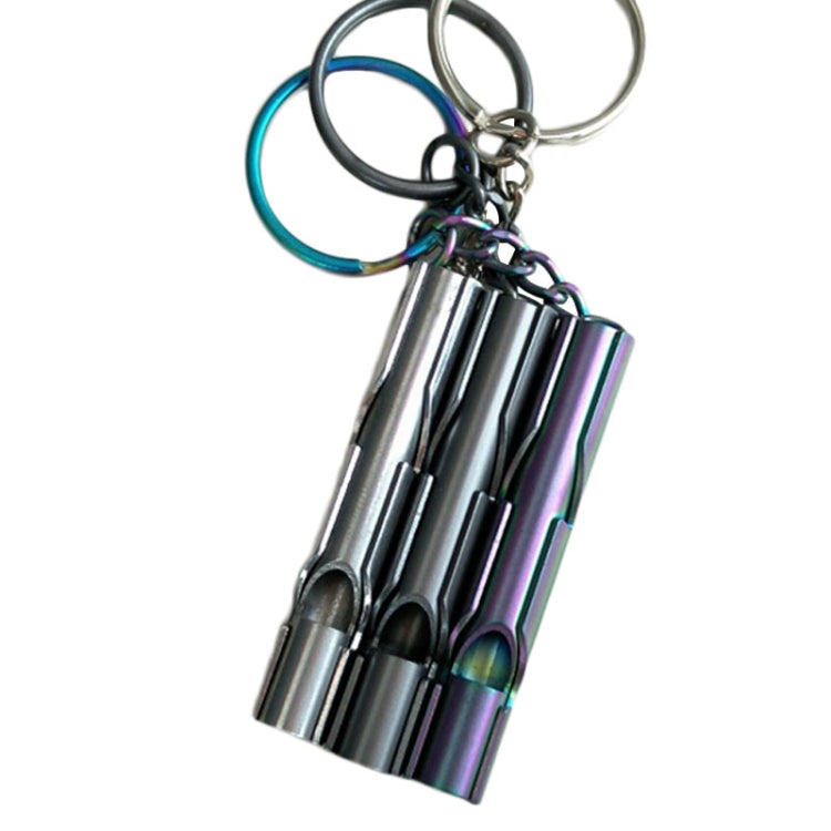 Outdoor High-decibel Stainless Steel Self-protection Double Tube Survival Whistle with Key Ring, Whistle (Silver), Whistle (titanium)