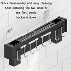 Kitchen Wall-mounted Rack Free Punching Chopsticks Holder, Black 60cm