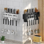 Kitchen Wall-mounted Rack Free Punching Chopsticks Holder, Black 60cm