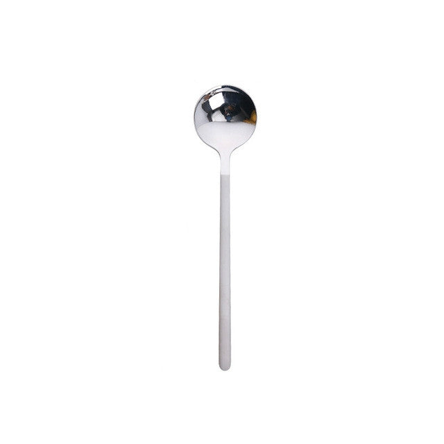 Mini Accessories Coffee Spoon Kitchen Dessertspoon Dining Round Shape Coffee Stainless Steel Home, 13cm, 15cm, 17cm 15cm Silver