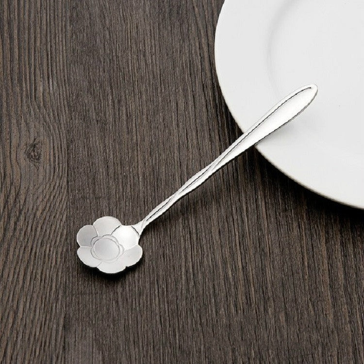 3 PCS Stainless Steel Household Creative Flower Spoon Coffee Stirring Spoon, Sun Flower Spoon, Sunflower Spoon, Pansy Flower Spoon, Bellflower Spoon, Plum Flower Spoon, Cosmos Flower Spoon Sun Flower Spoon