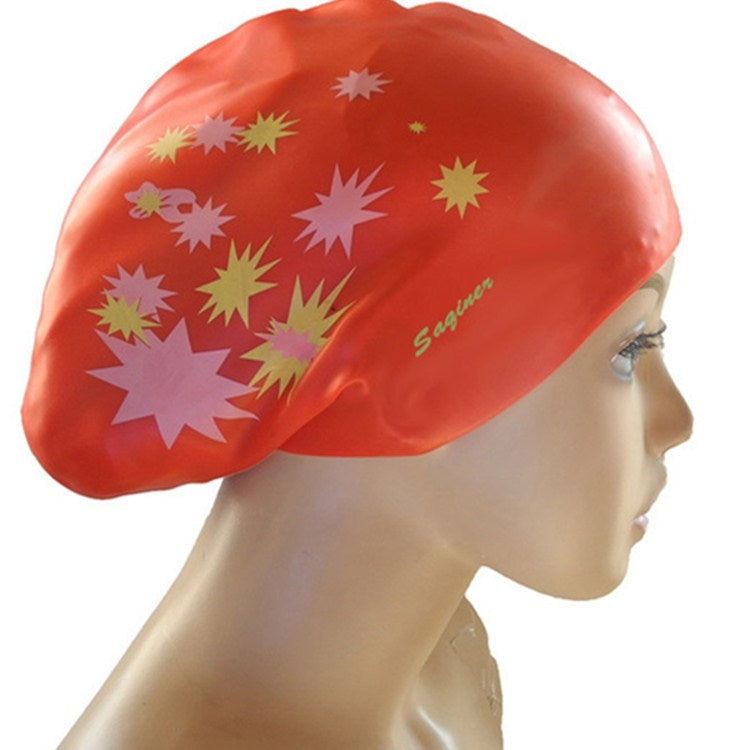 Printed Silicone Swimming Cap Waterproof Swimming Cap for Long Hair, Long Hair Swimming Cap, Long Hair Printed Swimming Cap(Purple), Long Hair Printed Swimming Cap(Gray), Long Hair Printed Swimming Cap(Navy Blue), Long Hair Printed Swimming Cap(Sky... Long Hair Swimming Cap Red
