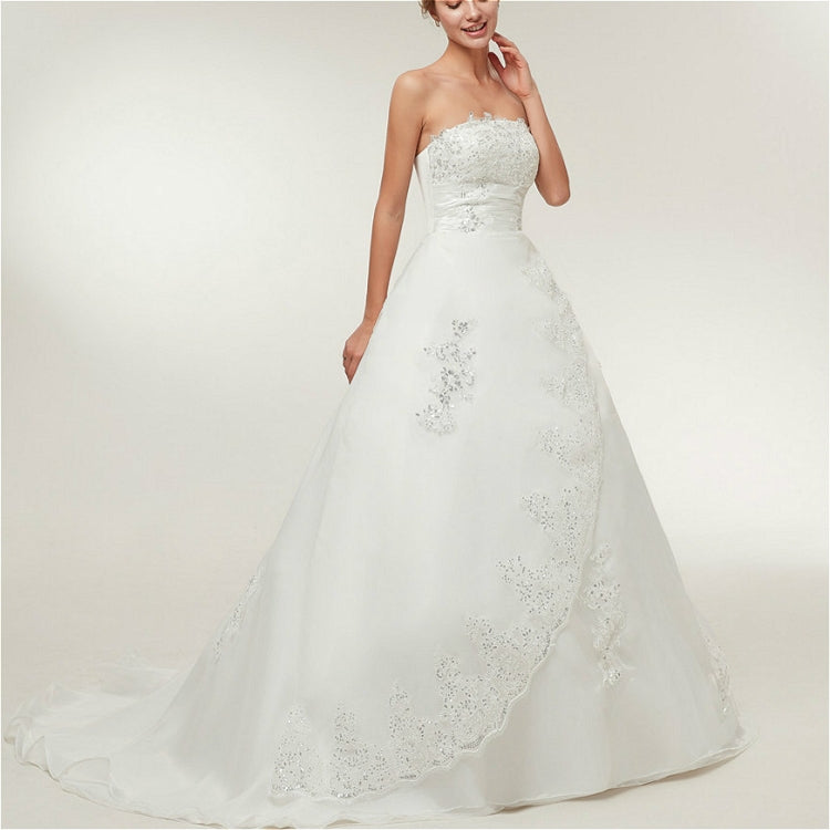 Vintage Lace Slim Slimming Tube Top Long Trailing Wedding Dress, M, L, XL M