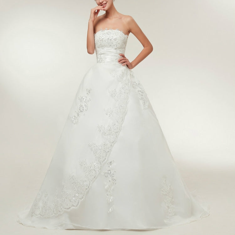 Vintage Lace Slim Slimming Tube Top Long Trailing Wedding Dress, M, L, XL