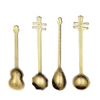 Stainless Steel Coffee Mixing Spoon Creative Musical Instrument Shape Spoon, Guitar Silver, Octagonal Silver, Lute Silver, Yueqin Silver, Guitar Titanium Gold, Octagonal Titanium Gold, Lute Titanium Gold, Yueqin Titanium Gold, Guitar Rose Gold         ...