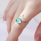 Women Fashion Blue Crystal Mermaid Shape Open Rings Default Title