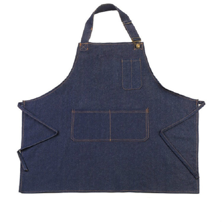 Halter Adjustable Denim Apron Navy