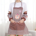Kitchen Oilproof Cartoon Bear Apron with Sleeve Brown