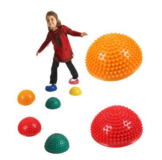 Hemisphere Balance Stepping Stones Durian Spiky Massage Ball Sensory Integration Indoor Outdoor Games Toys for Kids Children, Yellow, Purple, Rose Red, Red, Blue, Green