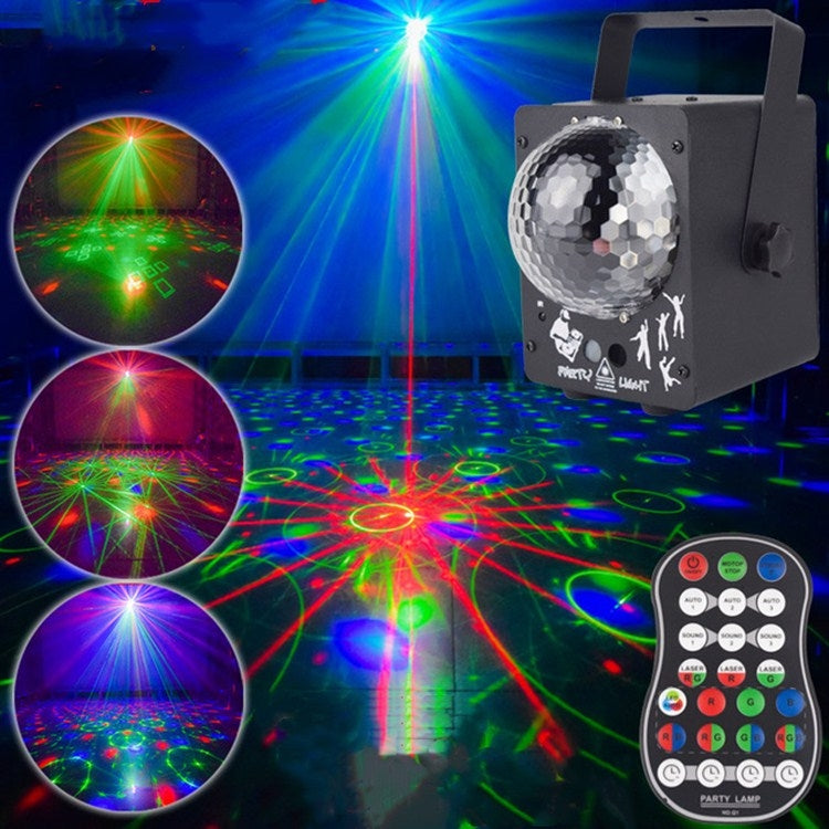 18W 60 Kinds of Pattern Crystal Magic Ball Laser Lights Household LED Colorful Starry Sky Projection Lights Voice-activated Stage Lights, US Plug, UK Plug, AU Plug, EU Plug