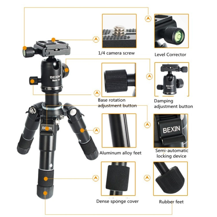 BEXIN Mate 10 Mobile Phone Camera Desktop Aluminum Alloy Tripod Mount Live Broadcast Selfie Stick Tripod, BEXIN Mate 10 – Aluminum Alloy