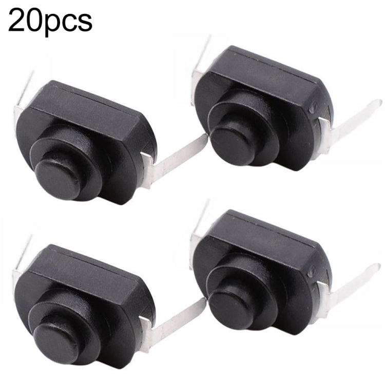 20 PCS YT-1208-YD LED Flashlight Button Switch, Bent Feet, Straight Feet Bent Feet Black