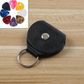 10 PCS Genuine Leather Guitar Pick Storage Bag with Key Ring, Black, Brown Black