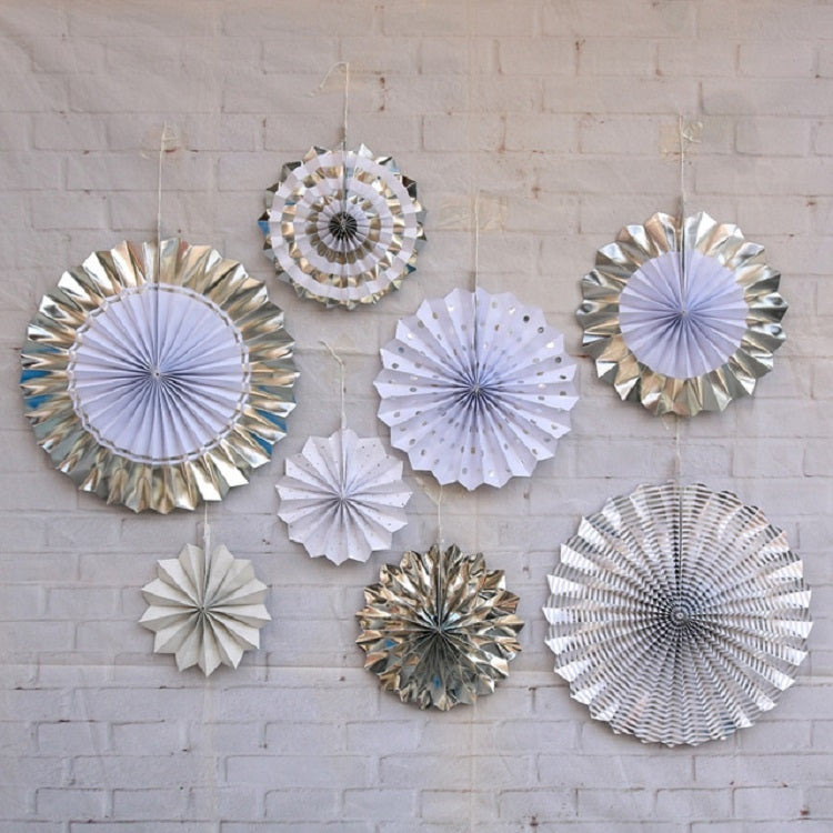 2 Sets Bronzing Paper Fan Flower Set Birthday Holiday Wedding Party Decoration, Bronzing 8pcs, Hot Silver 8pcs, Black 8pcs, Rose Gold 8pcs, Champagne Gold 8pcs, Colorful Hollow 8pcs, Bronzing 6pcs – Durable Build, Easy to Use Hot Silver 8pcs